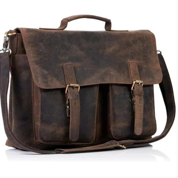 Leather briefcase Laptop Messenger Bags Men and Women Best Office Satchel Bag